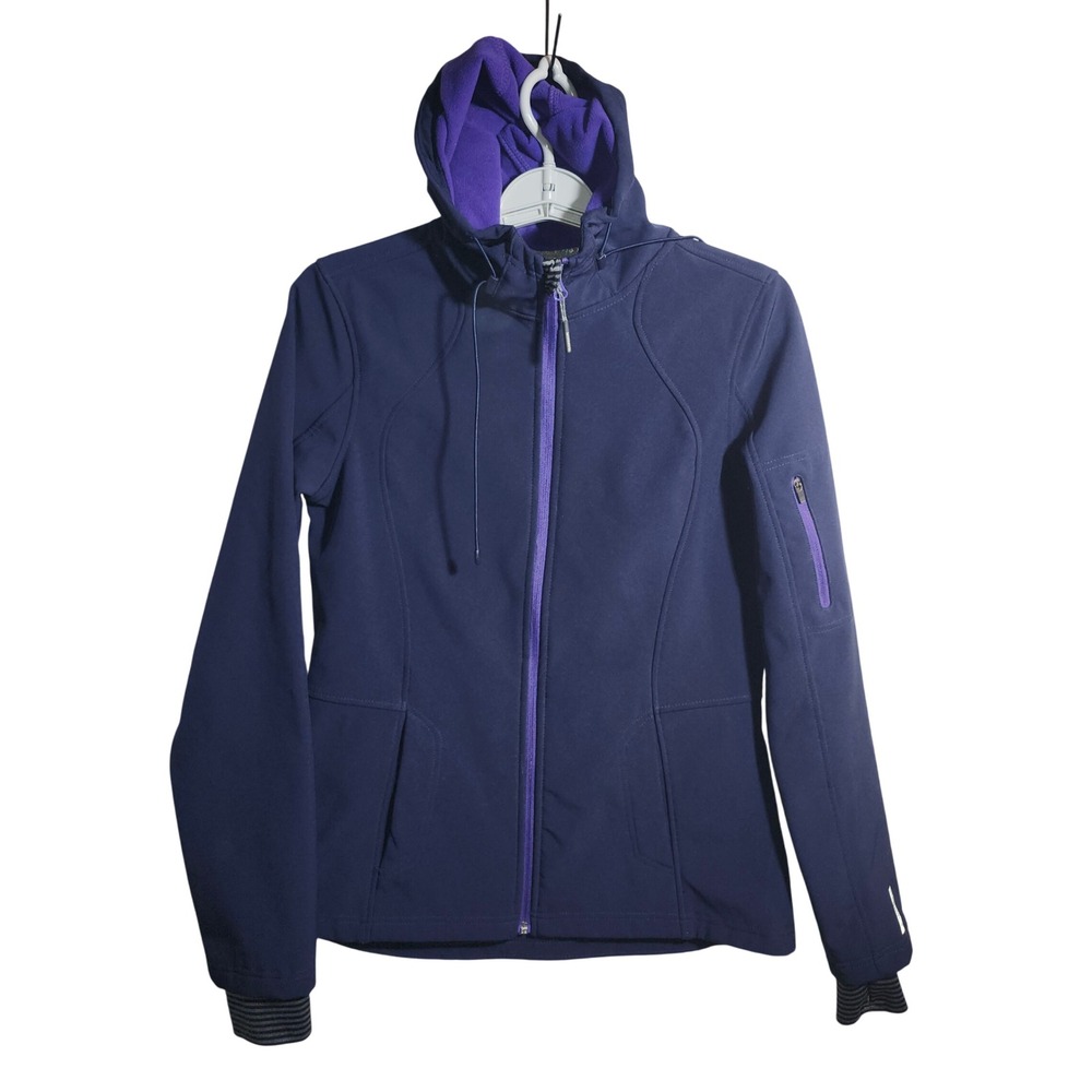 Mondetta Grand Prix Mondial Softshell Jacket Navy Purple Hooded Womens Small